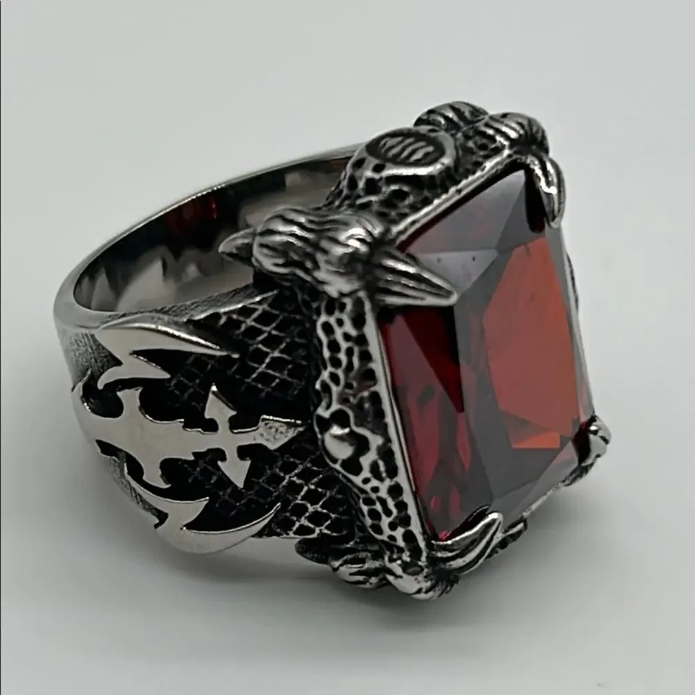 Men's Ring With Red Zirconia Size 12 NWT